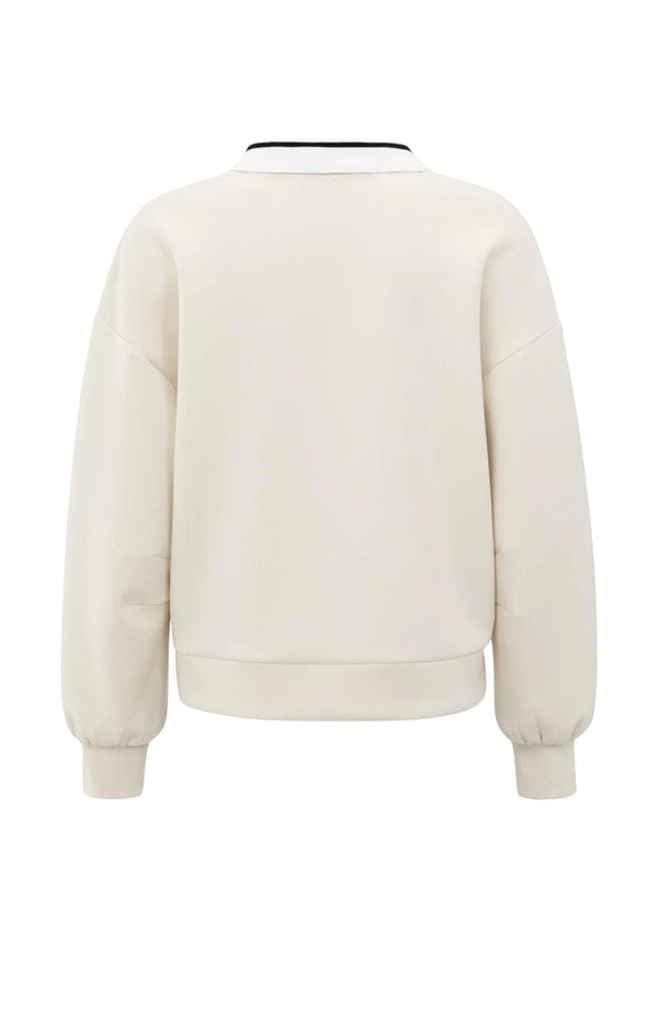 YAYA Sweatshirt With Polo Collar - Chalk White