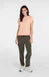 YAYA Short Sleeve Sweater with Stitch Details-Peach Palazzo Orange