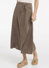 YAYA Midi Skirt with Wrap Effect & Tie belt - Washed Brown