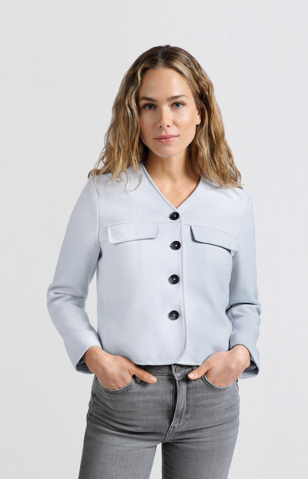 YAYA Soft Short Jacket - Gray Dawn Blue Melange