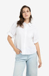 YAYAShort Roll- Up Sleeve Blouse With Collar