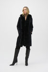 Joseph Ribkoff Fur Trim Hooded Jacket - Black