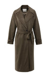 YAYA Long Lenth Oversized Suedine Coat - Brown