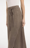 YAYA Midi Skirt with Wrap Effect & Tie belt - Washed Brown